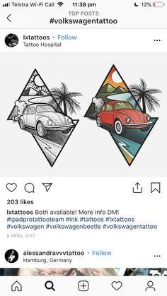 an instagram page with two different pictures on it