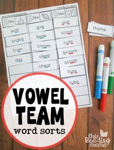 an image of word sorts worksheet with the words vowel team on it