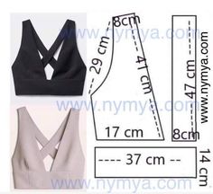 the measurements for a cropped top with straps on each side and an image of how to measure it