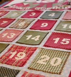 a quilted table top with numbers on it