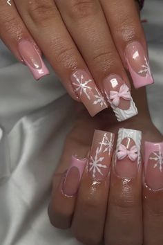 christmas nails, winter nails, winter, snow, xmas, xmas nails, christmas nails 2023, aesthetic, light pink nails, nails, gel nails, acrylic nails, bow nails, little bow nails, coquette nails, coquette, aesthetic, nail designs, nail styles, winter nails 2023 trends, classy nails, baddie, holiday, holidays, holiday nails winter, christmas Holiday Nails Winter Christmas, Xmas Nails Christmas, Aesthetic Light Pink, Aesthetic Nail Designs, Winter Nails 2023, Nails Winter Christmas, Winter Acrylic Nails, Nails Bow, Nails Coquette