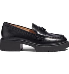 COACH Leah Platform Loafer (Women) | Nordstrom Loafer Shoes Women, Loafer Women, Winter Capsule Wardrobe, Platform Loafers, Black Loafers, Chunky Platform, Lug Sole, Signature Logo, Loafers For Women