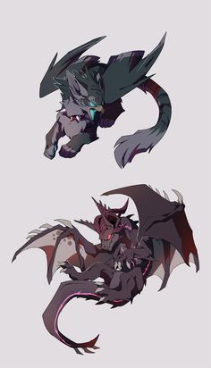 two different types of dragon like creatures