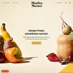 the website for misfits market is displayed with fruits and vegetables