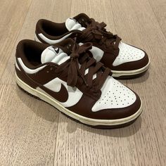 Never Worn! No Box Brown Nike Sets, Nike Air Force 1 Chocolate, Brown Niki Shoes, Nike Dunk Low Brown Basalt, Brown Preppy Shoes, Dunk Lows, Nike Brown, Shoes Nike, Chocolate Brown