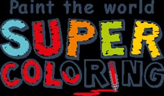 the words paint the world super coloring are in different colors