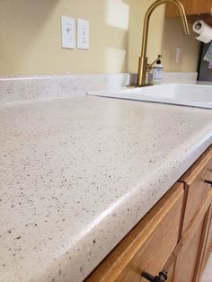 the kitchen counter is clean and ready to be used as a countertop or sink