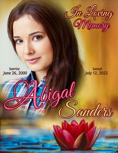 an image of a woman with flowers in her hair and the words alogal sanders on it