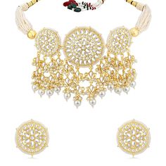 This TM Modern Kundan Gold Plated Pearl Choker Necklace Set for Women is made of Alloy. Women love jewellery; specially traditional jewellery adore a women. They wear it on different occasion. They have special importance on ring ceremony, wedding and festive time. They can also wear it on regular basics. Make your moment memorable with this range. This jewel set features a unique one of a kind traditional embellish with antic finish. Rings Ceremony, Choker Necklace Set, Women's Jewelry Sets, Pearl Choker Necklace, Kundan Necklaces, June 2022, Pearl Choker, Traditional Jewelry, Brass Pendant