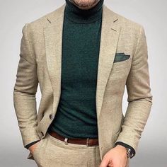 Custom Dress Shirts, Stylish Mens Suits, Mens Business Casual Outfits, Mens Fashion Blazer, Designer Suits For Men, Outfit Chic, Men Stylish Dress, Turtle Neck Sweater, Fashion Suits For Men