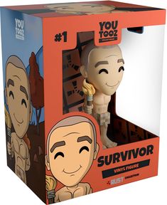 an orange box with a cartoon figure inside it that says, you too? survivor