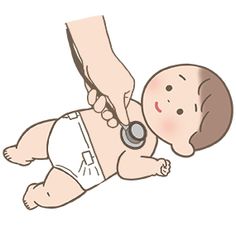 a baby being examined by an adult using a stethoscope on it's chest