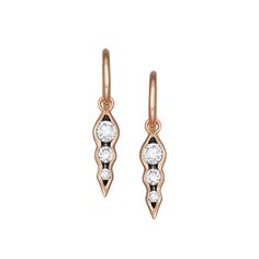 Our Myer Triple Diamond Drop Earrings are timeless and beautiful. Made with Diamonds, these gold drop earrings will be the perfect addition to any jewelry wardrobe. These will easily become your signature earring. They are mine. If you have any questions about this piece, please do not hesitate to contact us. Diamonds set in 14K rose gold with black rhodium Diamonds: 0.78ct Length: 1" Styled here with our Myer Triple Diamond Drop Earrings in yellow gold and our Myer Bar Stud For more information Jewelry Wardrobe, Bar Studs, Diamond Drops, Black Rhodium, Diamond Drop Earrings, Rose Earrings, Gold Drop Earrings, Ring Holder, Jewelry Collection