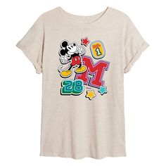 She will love showing off her style with this Disney's Mickey Mouse Juniors' Patches Flowy Tee. © Disney FEATURES Short sleeves ScoopneckFABRIC & CARE Cotton/Polyester Machine wash Imported Size: Small. Color: Beig/Khaki. Gender: female. Age Group: kids. Pattern: Graphic. Vintage Disney Birthday, Disney Birthday, Kids Pattern, Birthday Tee, Boyfriend Tee, How To Show Love, Pattern Graphic, Oversized Tee, Disney Mickey Mouse