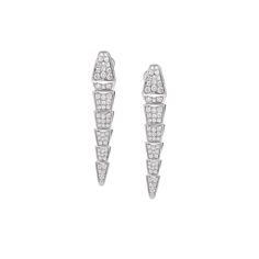 White gold Serpenti Viper Earrings with 2.08 ct Diamonds | Bulgari Official Store Earrings Bvlgari, Luxury Jewelry Earrings, Bvlgari Earrings, Bulgari Serpenti, Mother Of Pearl Rose, Bulgari Jewelry, Emerald Diamond Earrings, Bvlgari Serpenti, White Gold Sapphire