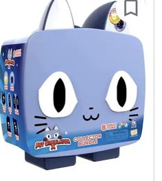 a blue box shaped like a cat with big eyes