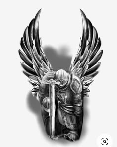 Angel Warrior Tattoo, Christus Tattoo, Guardian Angel Tattoo Designs, Archangel Michael Tattoo, St Michael Tattoo, Warrior Angel, Guardian Angel Tattoo, Archangel Tattoo