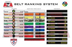 the belt ranking system is shown with different colors