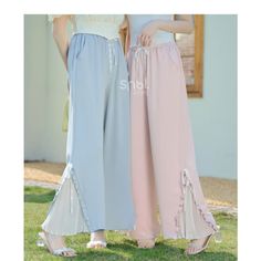 Blue Pink Cute Pastel Spring Lace Pants ON632 Egirl Clothes, Lace Pants, Cute Pastel, Rose Pastel, Pastel, Lace, Pants, Pink, Blue