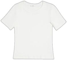 White Ribbed Relaxed Fit T-shirt, White Ribbed T-shirt For Everyday, Classic T-shirt With Ribbed Neckline For Summer, Fitted White Ribbed T-shirt, White Ribbed Fitted T-shirt, Basic White Scoop Neck Short Sleeve Top, White Scoop Neck Short Sleeve Top, Classic White T-shirt With Ribbed Neckline, White Relaxed Fit Short Sleeve Top With Scoop Neck