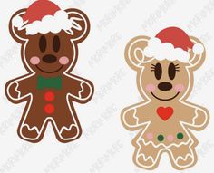 two christmas ginger and bear cut outs