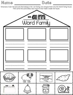 a worksheet for the word family