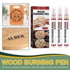 wood burning pen with wooden case and 4 different types of burners in the package