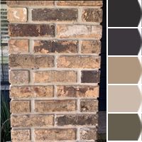 a brick wall with different shades of brown and gray on it, along with the same color swatches