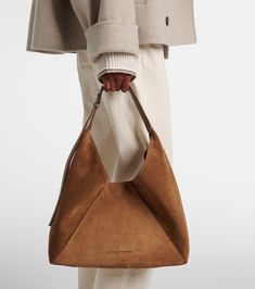 Shoulder Strap Bag, Large Shoulder Bags, Canvas Shoulder Bag, Brunello Cucinelli, Brown Suede, Large Bags, Leather Fashion, Designing Women, Bags Designer