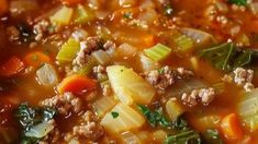 a bowl of soup with meat and vegetables