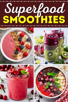 superfood smoothies collage with text overlay