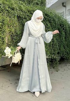 Gamis Korean Style Hijab, Baju Dress Hijab Styles, Baju Muslim Korean Style, Korean Dress Hijab, Dress Graduation Hijab, Dress Korean Style Hijab, Ootd Lebaran