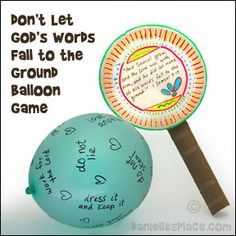 a paper ball with writing on it next to a stick that says, don't let go's words fall to the ground balloon game