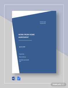 the work from home agreement is shown in blue and white, on a gray background