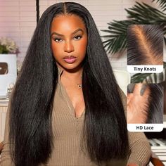 Kinky Straight Wig 6x5 13x4 HD Lace Wear Go Glueless Wig Human Hair Pre Plucked & Bleached Straight Sew In, Hd Lace Wig, Glueless Wig, Wig Human Hair, Love Your Hair, Civil Wedding, Frontal Wig, Straight Wig, Hd Lace