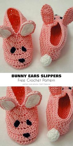 crocheted bunny ears slippers for babies and toddlers