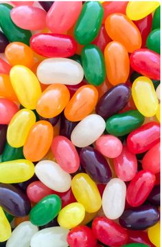 jelly beans are colorfully colored in the image