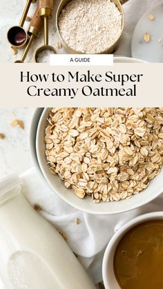 oats, milk bottle and other pantry ingredients lying on a white countertop Oatmeal How To Make, Quick Oatmeal, Creamy Oatmeal, What Is Healthy Food, Cake Pizza, Breakfast Oatmeal Recipes, Healthy Food Habits