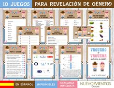 the spanish language poster for children's birthday party with pictures and instructions on it