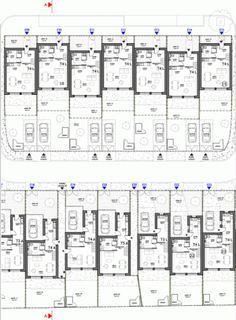 the floor plan for an office building with multiple floors and several rooms, all in different sections