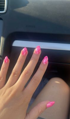 Nail Designs For Real Nails Short, Square Nails Colorful, Pink Nail Inspo Short, Summer Nail Inspo Pink, Hot Pink Short Nails, Nails For Hoco, Pink Hoco Nails, Nails For Homecoming, Do My Nails With Me