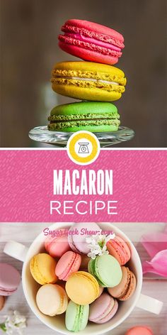 macaron recipe in a bowl with macaroni and cheese on the side