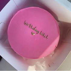 a pink cake in a white box with writing on the side and gold lettering that says, i did you know?