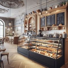 a bakery filled with lots of pastries on display