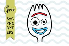 a spoon with a face on it and the words free svg png dxf