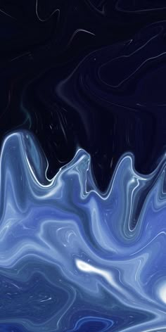 an abstract blue and black background with wavy lines