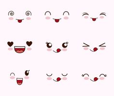 the faces of different types of eyes and noses, with hearts on each one's cheeks