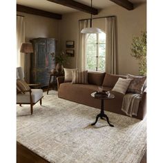 a living room filled with furniture and a large rug