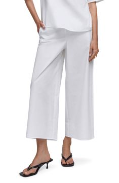 Run errands or relax over the weekend in these clean, crisp culottes cut from flowy cotton and styled with handy pockets. Pull-on style Back elastic waist On-seam pockets 100% cotton Machine wash, line dry Imported Bottoms Pants, Womens Bottoms, Elastic Waist, Mango, Nordstrom, Size Medium, Off White, Elastic, Pants