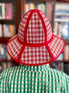 Lorna Murray Folding "Copenhagen" Hat - Red Check — Pittsburgh Mercantile Handwoven Curved Brim Hat For Kentucky Derby, Red Straw Hat For Spring, Curved Brim Handwoven Toquilla Straw Bucket Hat, Flat Brim Handwoven Travel Hat, Woven Fitted Hat With Short Brim, Fitted Wide Brim Woven Hat, Fitted Woven Sun Hat With Curved Brim, Handwoven Toquilla Straw Bucket Hat With Curved Brim, Fitted Woven Hat With Short Brim